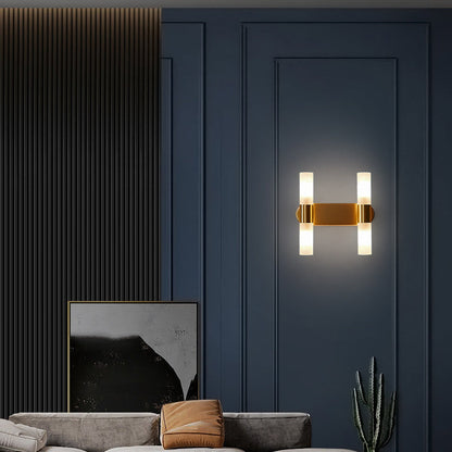 Copper Acrylic Cylinder Ball 1/2/4 Light Wall Sconce Lamp