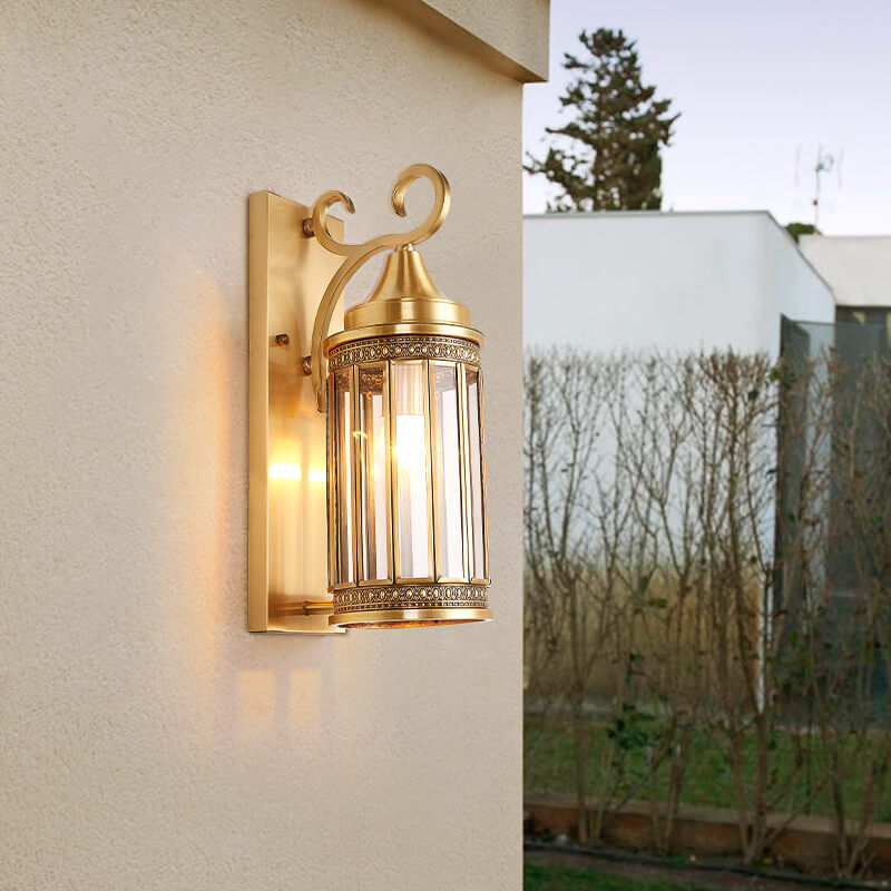 European Light Copper Glass 1/3-Light Wall Sconce Lamp