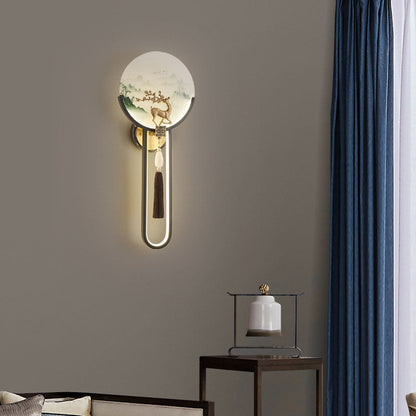 Traditional Chinese All-Copper Glass LED Wall Sconce Lamp