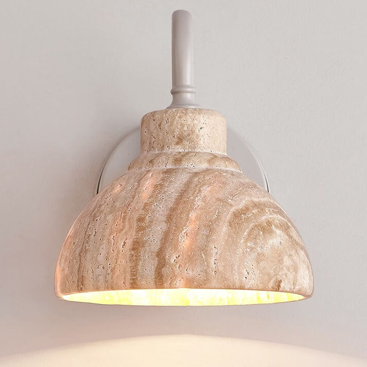 Japanese Travertine Bowl Shape 1-Light Wall Sconce Lamp