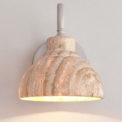 Japanese Travertine Bowl Shape 1-Light Wall Sconce Lamp