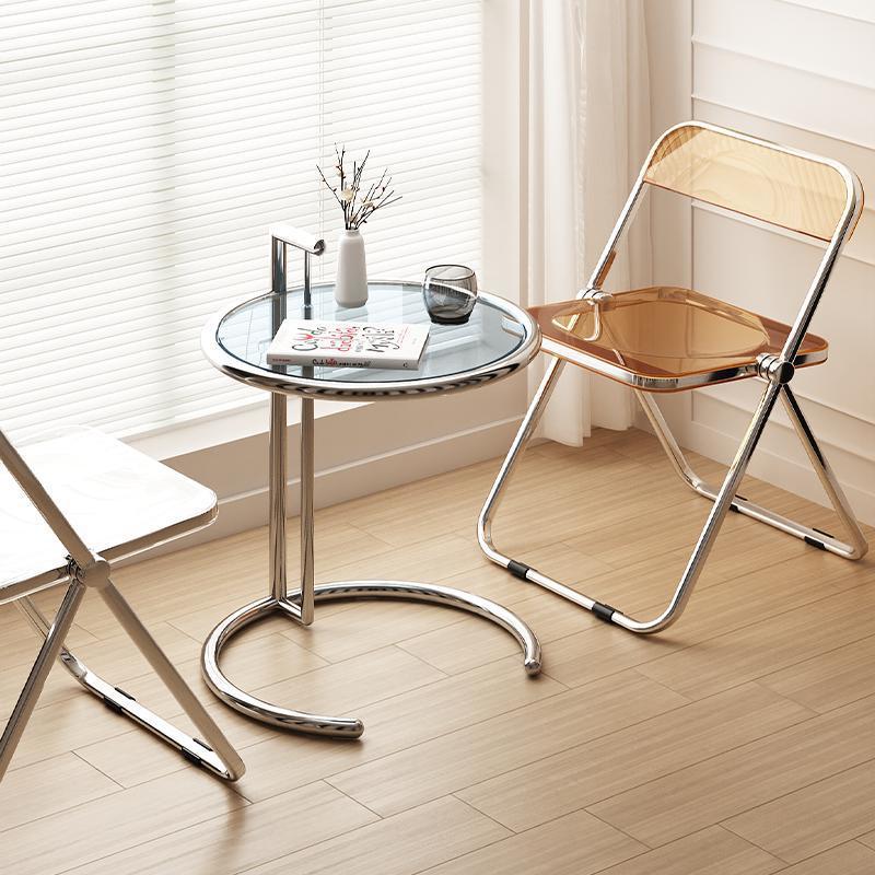 Modern Glass Stainless Steel Side Table