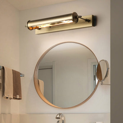 Bronze Column Bar 1-Light Mirror Front Wall Sconce Lamp