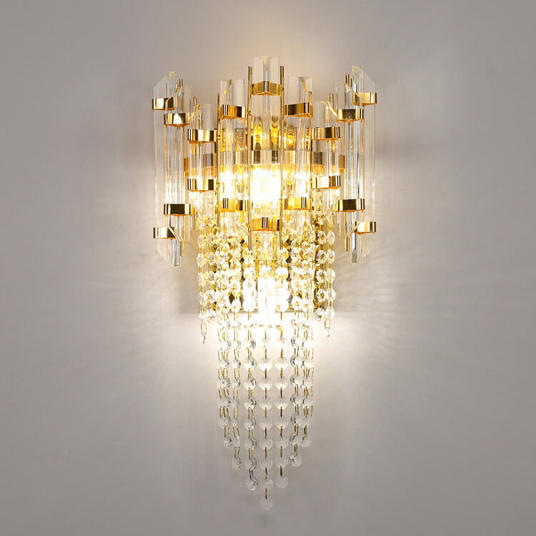 Luxury Crystal Tassel Gold 2/3 Light Wall Sconce Lamp