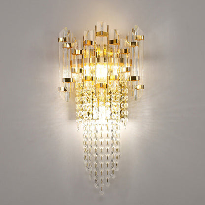 Luxury Crystal Tassel Gold 2/3 Light Wall Sconce Lamp