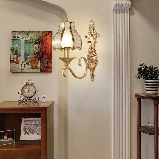 Full Copper Glass Umbrella Shape 1/2-Light Wall Sconce Lamp