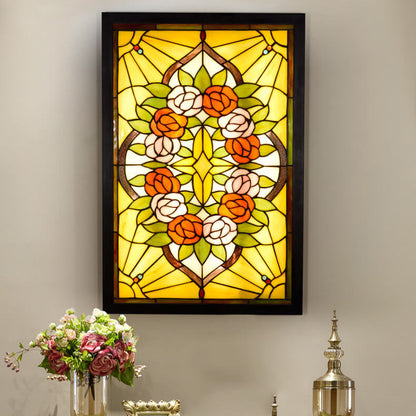 Tiffany Rose Pattern Mural Design LED Wall Sconce Lamp