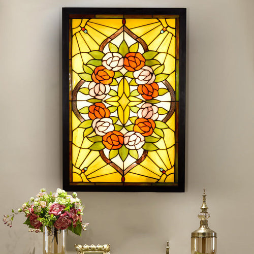 Tiffany Rose Pattern Mural Design LED Wall Sconce Lamp