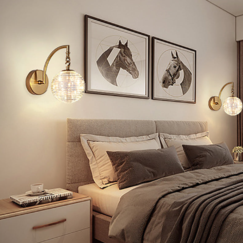 Round Ball Antler Iron Glass LED Wall Sconce Lamp