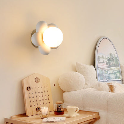 Macaron Ceramic Sunflower Glass 1-Light Wall Sconce Lamp