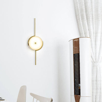 Light Geometric Round Clock Design 1-Light Wall Sconce Lamp