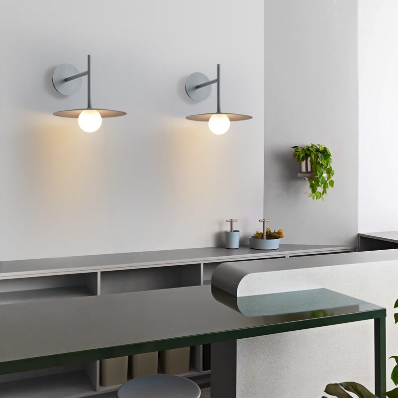 Solid Color Round Hardware Glass 1-Light Wall Sconce Lamp