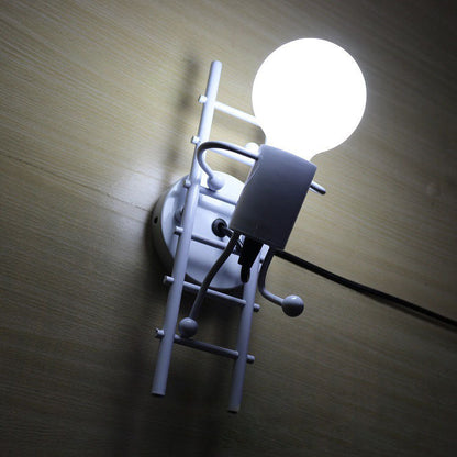 Little People Climbing Stairs Iron 1-Light Wall Sconce Lamp