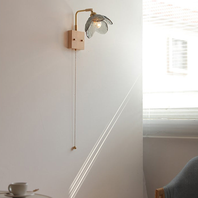 Japanese Hemispheric Pull Cord 1-Light Wall Sconce Lamp