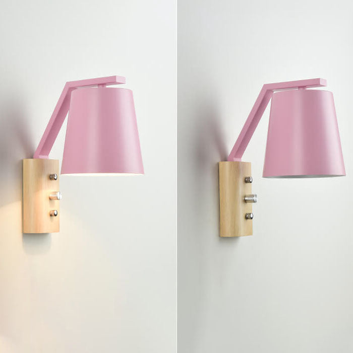 Nordic Solid Wood Cylindrical 1-Light Wall Sconce Lamp
