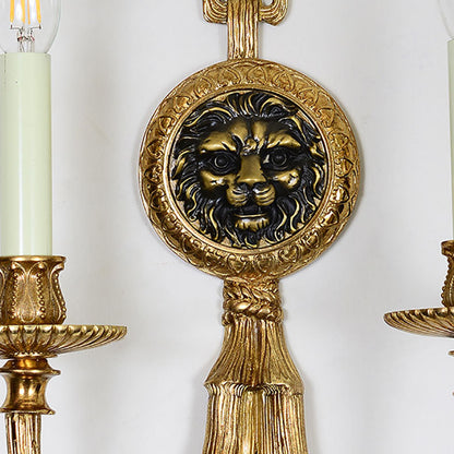 French Cylinder Sconce Full Brass 2-Light Wall Sconce Lamp