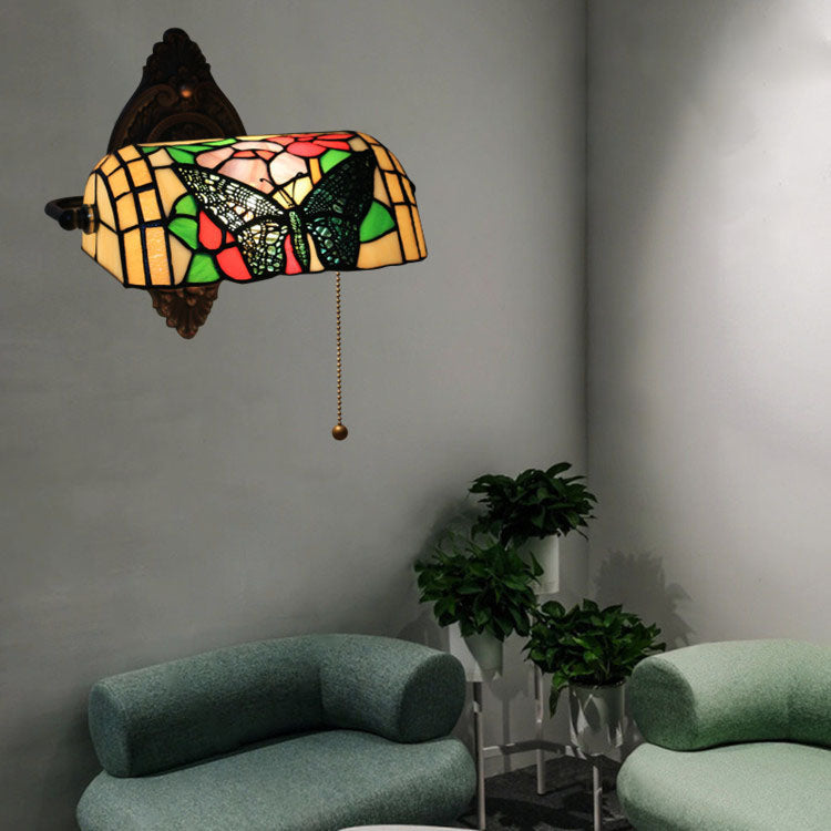 Tiffany Zinc Stained Glass 1-Light Wall Sconce Lamp