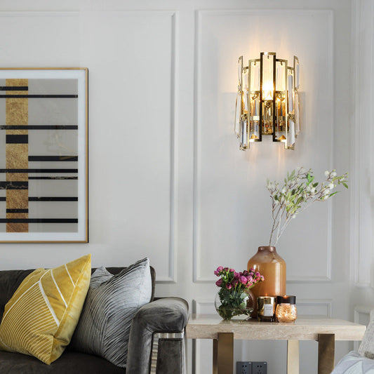 Half Stainless Steel Crystal 1-Light Wall Sconce Lamp