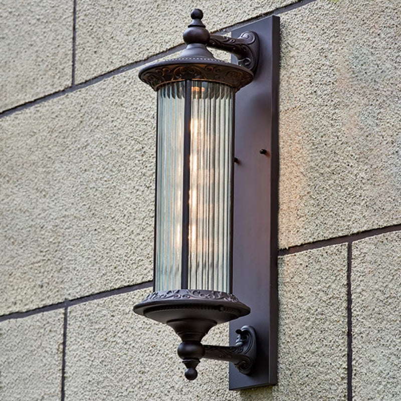 Waterproof Aluminum Glass Cylinder 1-Light Wall Sconce Lamp