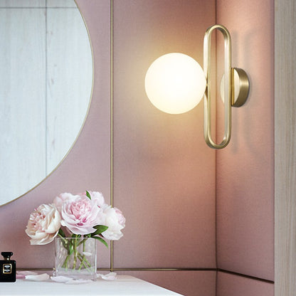 Simplicity Glass Shade Iron Ring 1-Light Wall Sconce Lamp