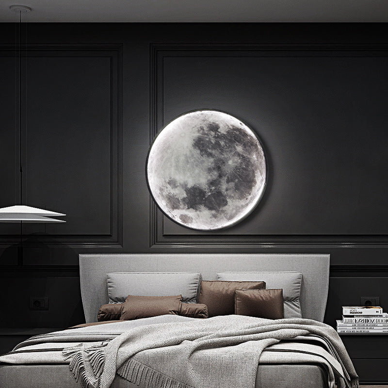Creative Round Moon Aluminum Acrylic LED Wall Sconce Lamp