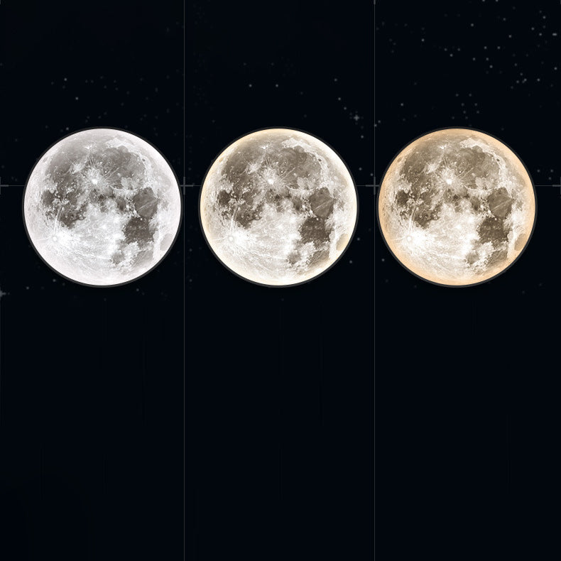Creative Round Moon Aluminum Acrylic LED Wall Sconce Lamp