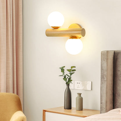 Japanese Glass Cylinder Strip Ball 2-Light Wall Sconce Lamp