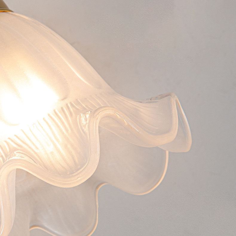 European Floral Copper Glass 1-Light Wall Sconce Lamp