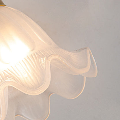 European Floral Copper Glass 1-Light Wall Sconce Lamp