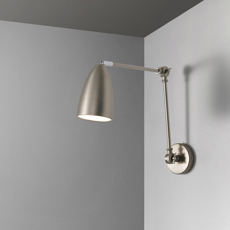Retractable Swivel Rocker Arm Iron 1-Light Wall Sconce Lamp