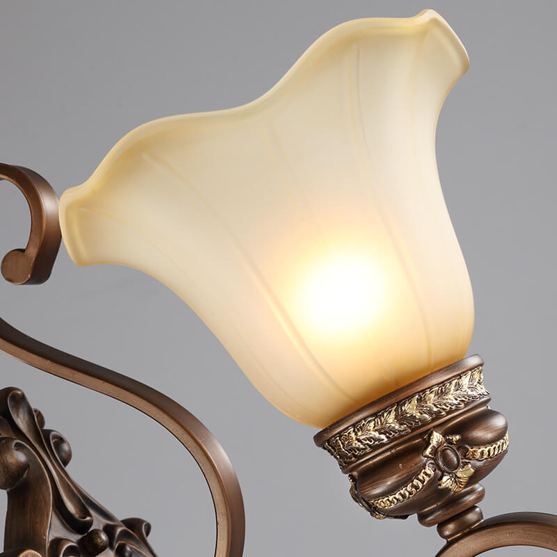 Iron Glass Flower Shape 1-Light Wall Sconce Lamp