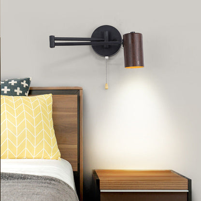 Scandinavian Plastic Woodgrain 1-Light Wall Sconce Lamp