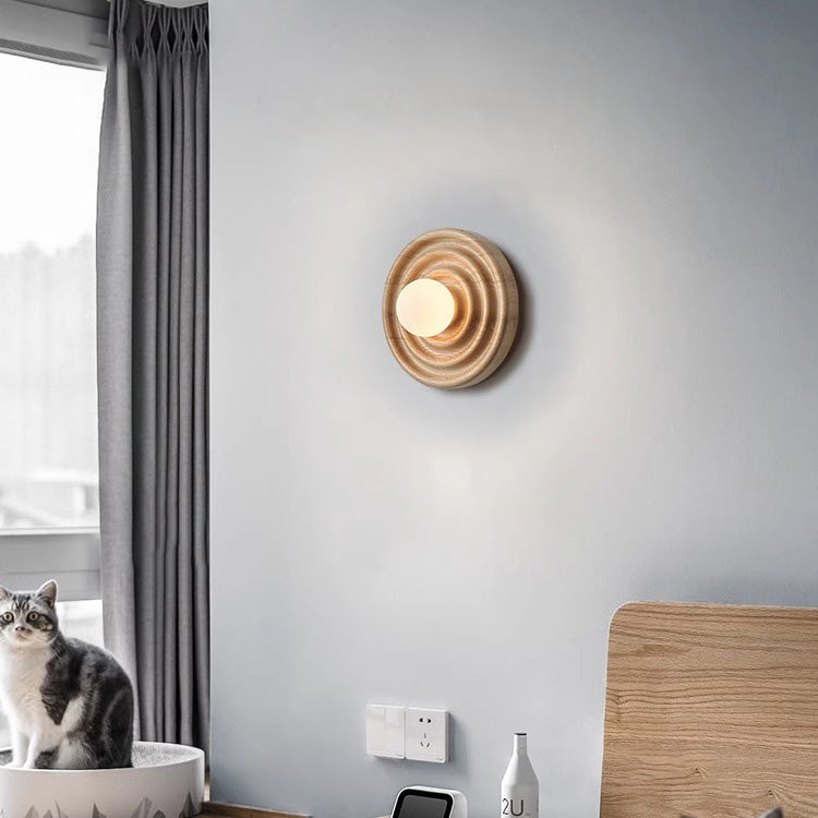 Japanese Ring Glass Ball Shade 1-Light Wall Sconce Lamp