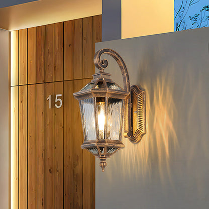 Waterproof Glass Octagon Cylinder 1-Light Wall Sconce Lamp