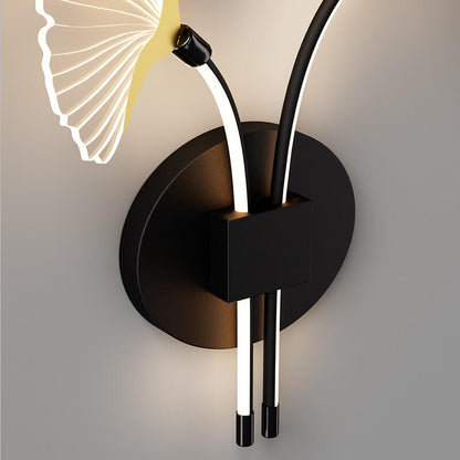 Iron Ginkgo Leaf Acrylic Lampshade LED Wall Sconce Lamp