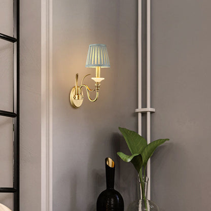 French Cone Copper Curved Arm 1//2 Light Wall Sconce Lamp