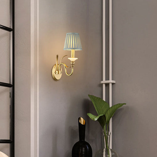 French Cone Copper Curved Arm 1//2 Light Wall Sconce Lamp
