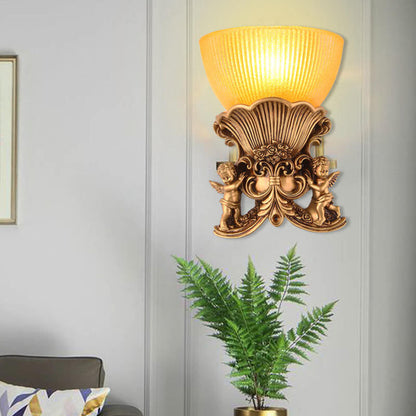European Angel Striped Glass 1-Light Wall Sconce Lamp