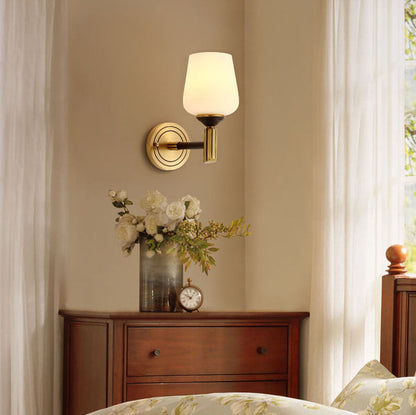 Cylindrical Cup All Brass Glass 1-Light Wall Sconce Lamp