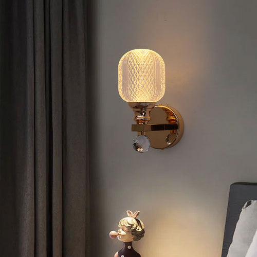 Cylindrical Hardware Acrylic 1-Light Wall Sconce Lamp