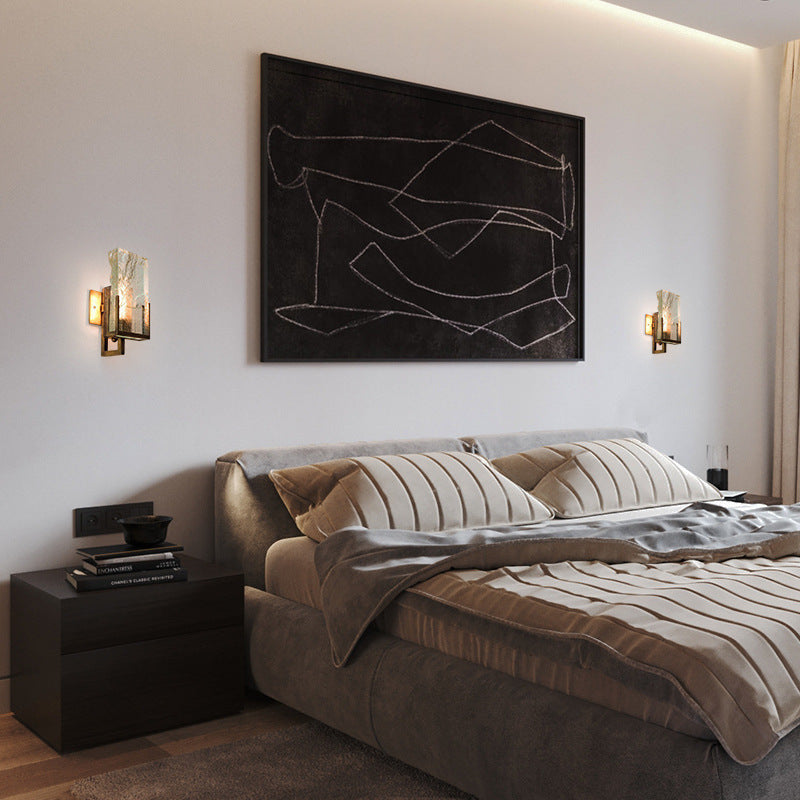 Minimalist Linear Crystal Iron 1-Light Wall Sconce Lamp