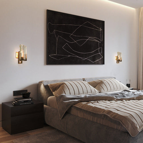 Minimalist Linear Crystal Iron 1-Light Wall Sconce Lamp