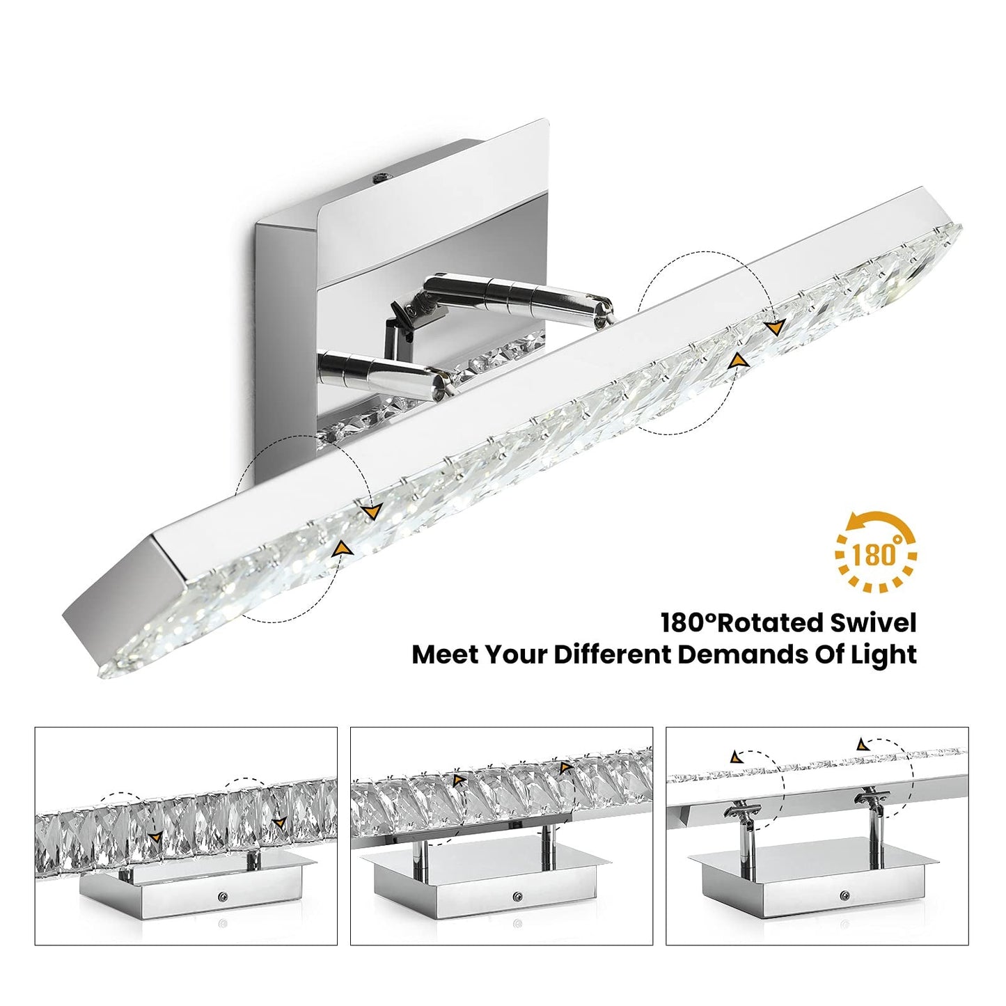 Strip Steel Crystal LED Wall Sconce Lamp Vanity Light