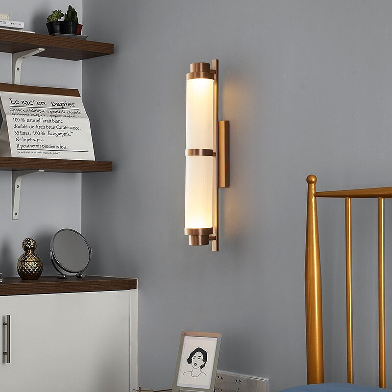 Cylindrical Stainless Steel Rose Gold LED Wall Sconce Lamp