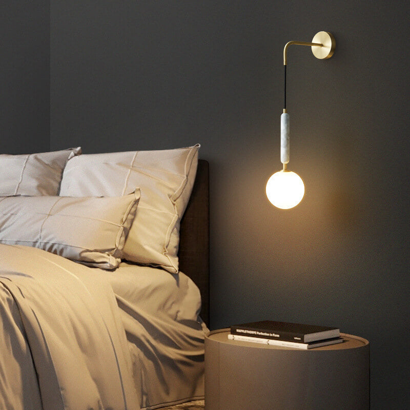 Ball Shade Marble Arm Hanging 1-Light Wall Sconce Lamp