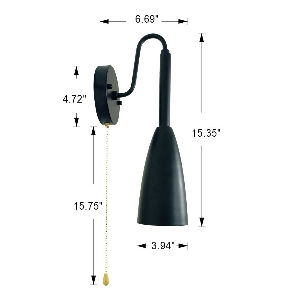 Pure Black Ironwood 1-Light Zipper Switch Wall Sconce Lamp