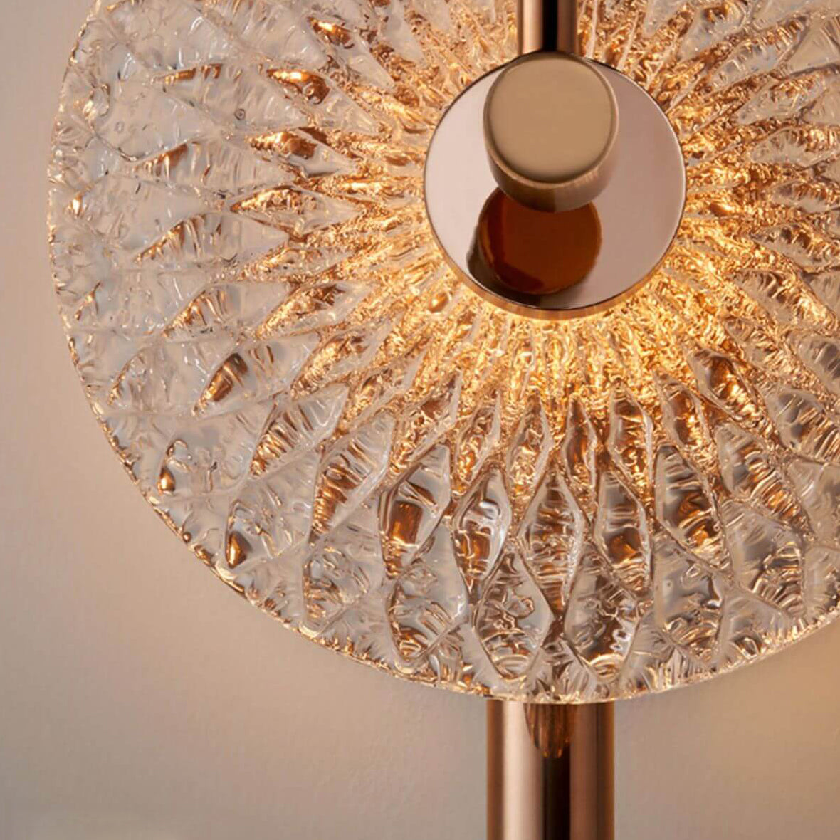 Luxury Textured Glass Round Curved Arm LED Wall Sconce Lamp