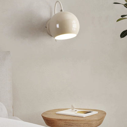 Cream Spherical Iron Aluminum 1-Light Wall Sconce Lamp