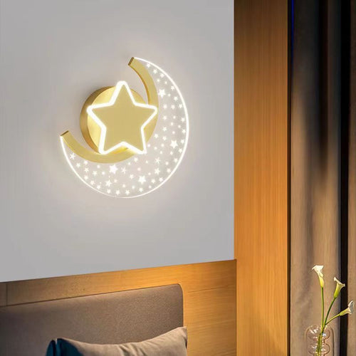 Simplicity Aluminum Acrylic Moon Star LED Wall Sconce Lamp