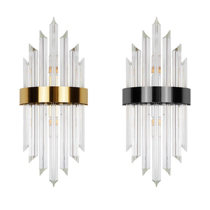 Glass Crystal Rod Stainless Steel 2-Light Wall Sconce Lamp